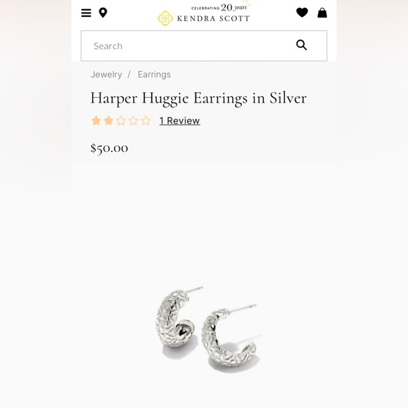 NEW KENDRA SCOTT HARPER SILVER HUGGIE EARRINGS - Picture 4 of 5